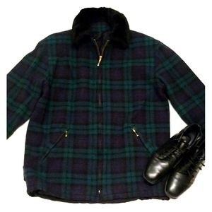Harold's Vintage wool jacket green plaid coat sz 4